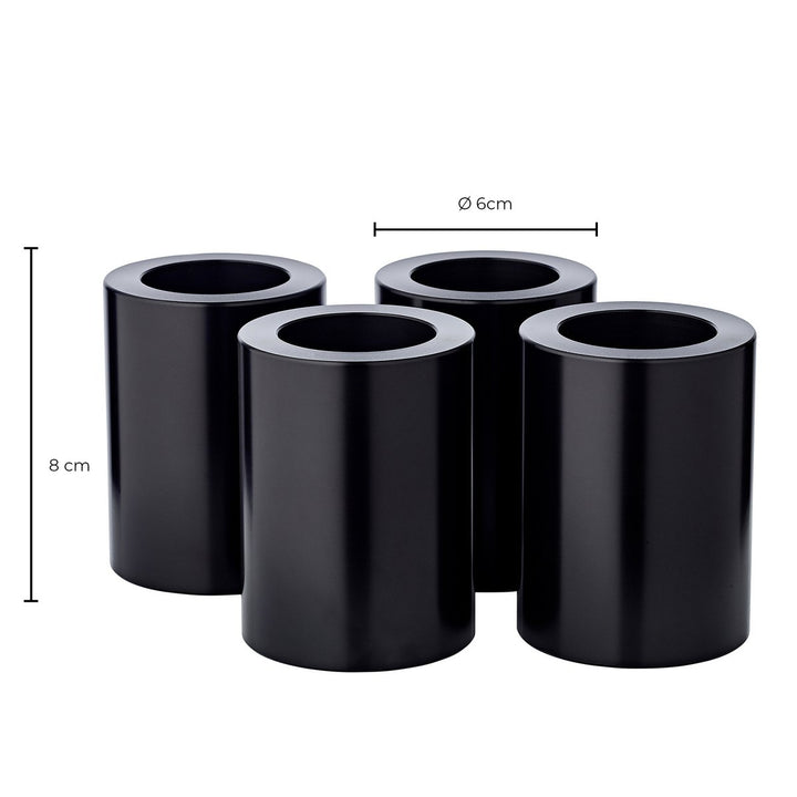 Set de 4 bougies permanentes Cornelius (hauteur 8 cm, Ø 6 cm), noires, photophores résistants chaleur