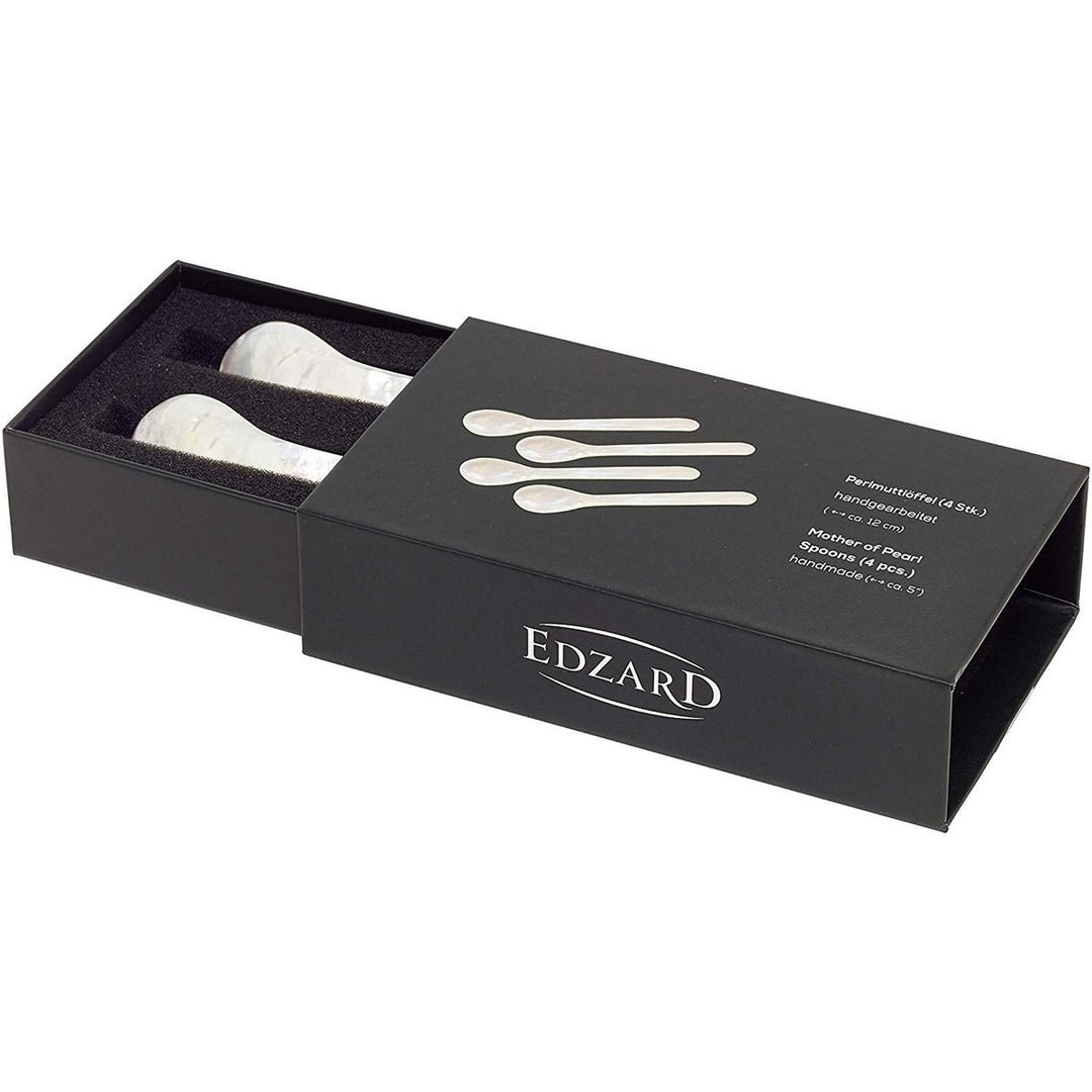 Set de 4 cuillères en nacre - cuillères à caviar / cuillères à œuf  pour hotel