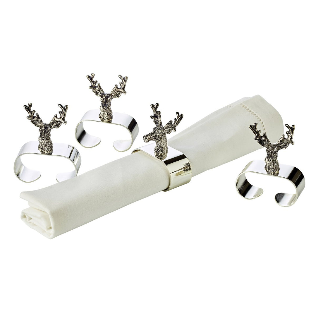 Set de 4 ronds de serviette “Cerf” - Plaqués argent 