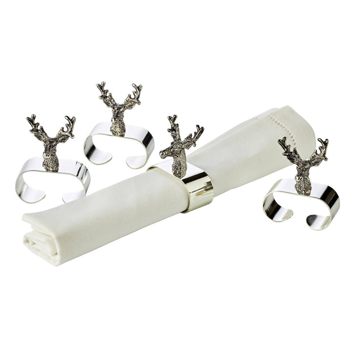 Set de 4 ronds de serviette “Cerf” - Plaqués argent 