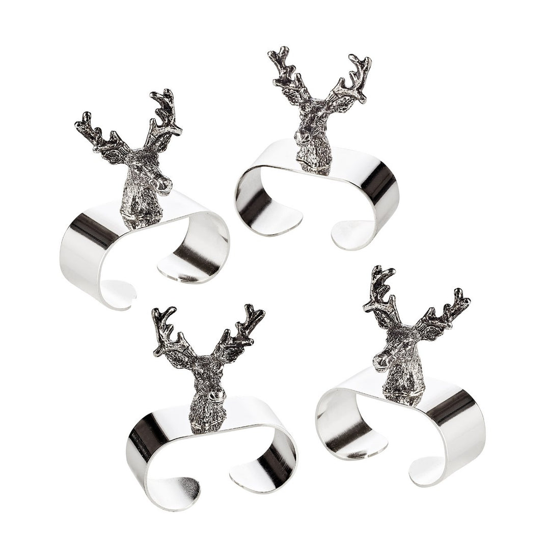 Set de 4 ronds de serviette “Cerf” Plaqués argent 