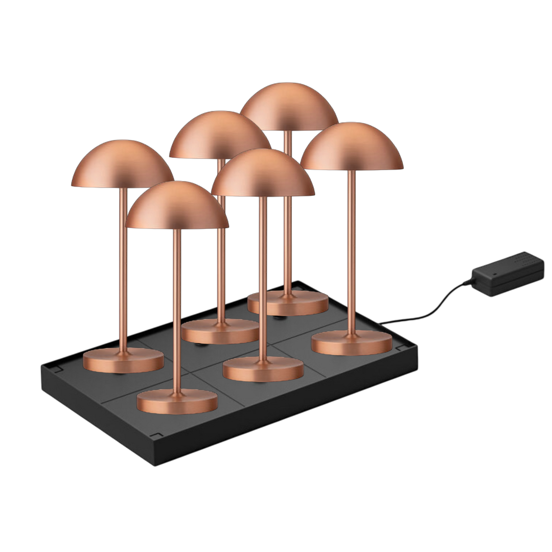 Set de 6 Lampes Rechargeables sans fil Tonga H26 cm copper