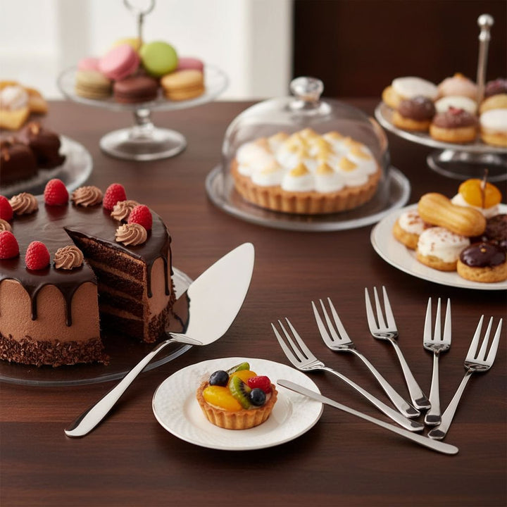 Set de 7 pièces à pâtisserie argentées