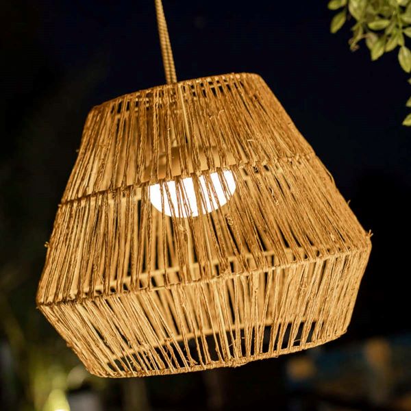 SISINE | Raffia Cordless Hanging Lamp | Rechargeable and Remote Control