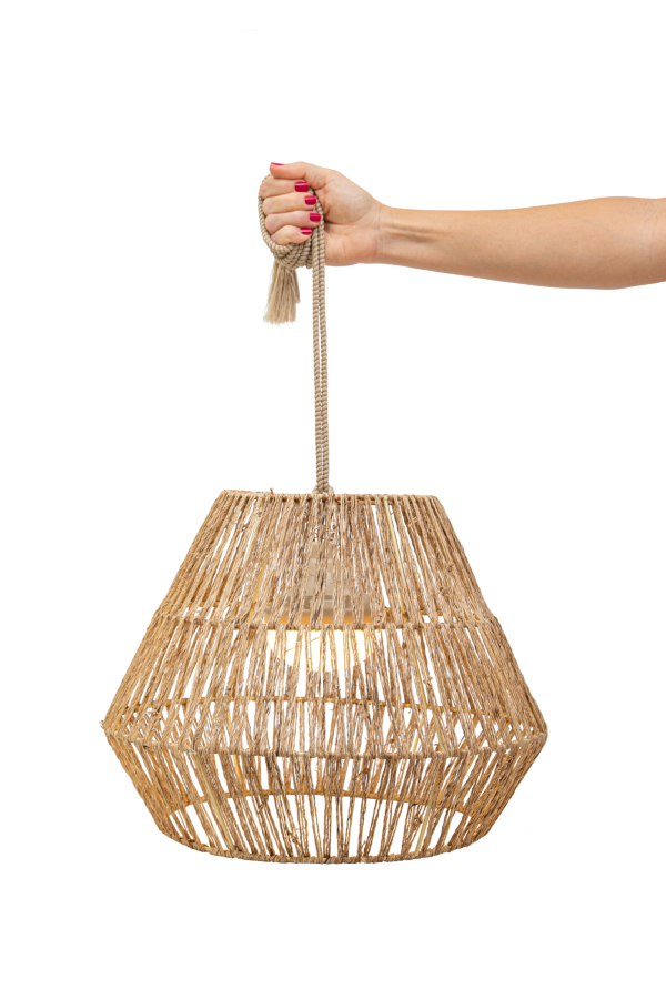 SISINE | Raffia Cordless Hanging Lamp | Rechargeable and Remote Control