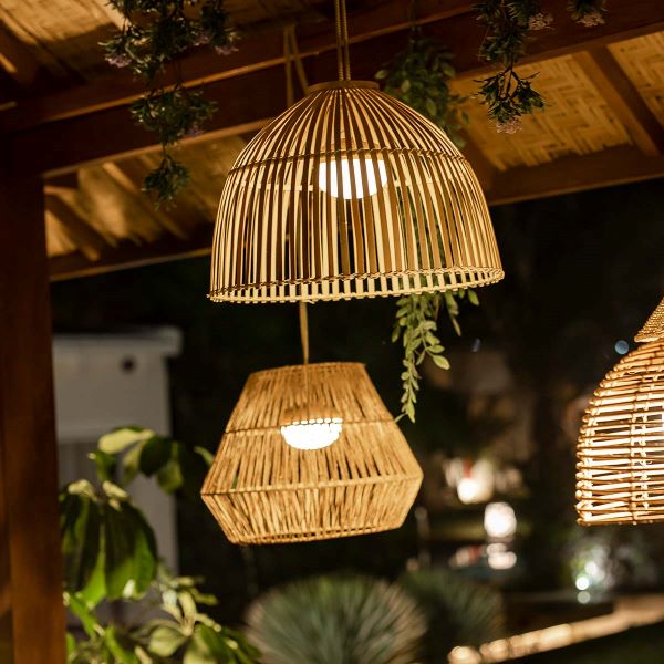 SISINE | Raffia Cordless Hanging Lamp | Rechargeable and Remote Control