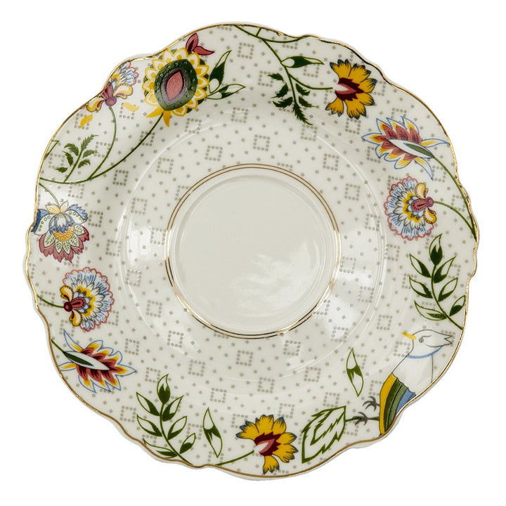 Tasse et soucoupe 200 ml Blanc Noir Porcelaine Fleurs 