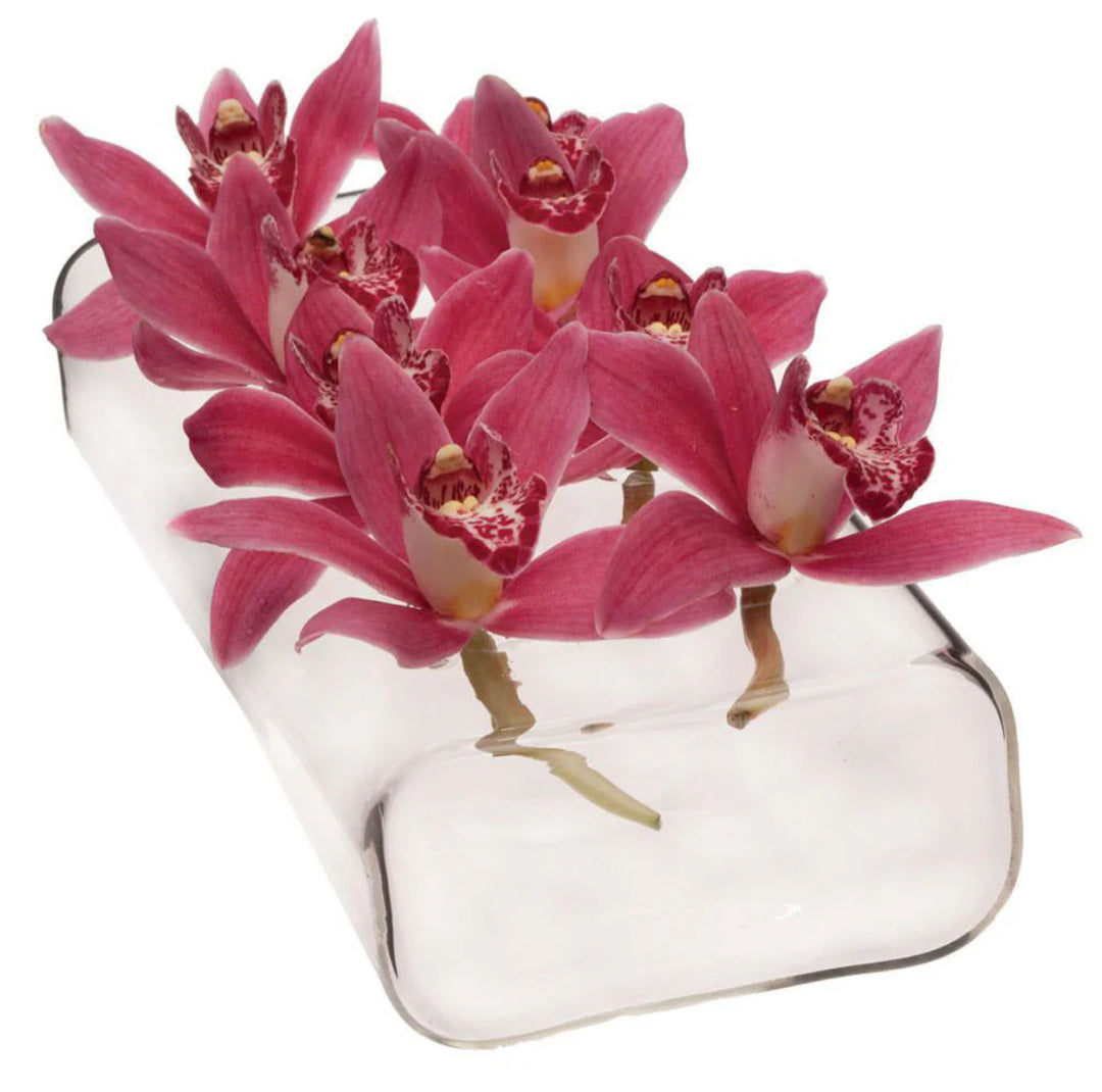 ASE RECTANGULAIRE EN VERRE POUR 8 FLEURS