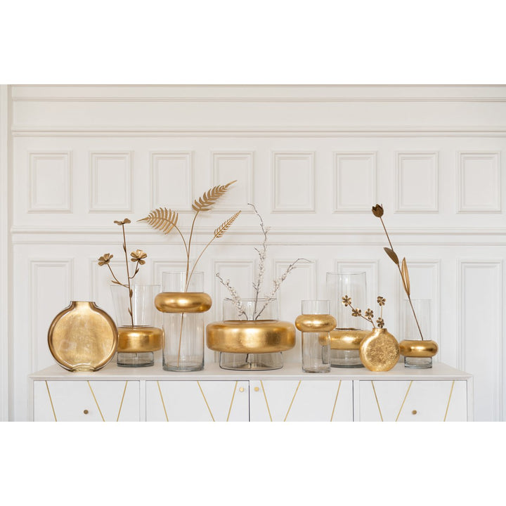 Vase Cylindrique Avec Bague En Bas Verre Transparent H 35