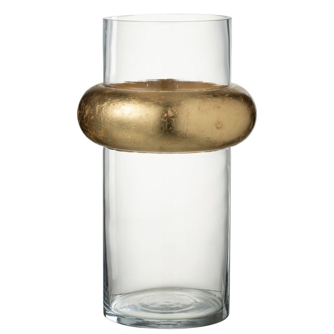 Vase Cylindrique Avec Bague En Bas Verre Transparent H 35.5&nbsp;