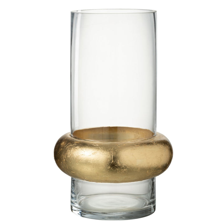 Vase Cylindrique Bague  or Verre Transparent
