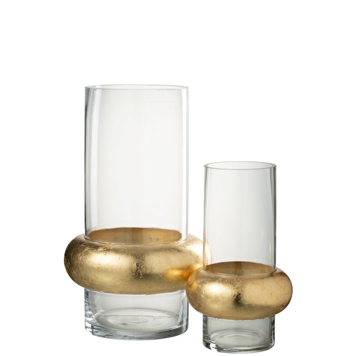 Vase Cylindrique aneau  or Verre Transparent