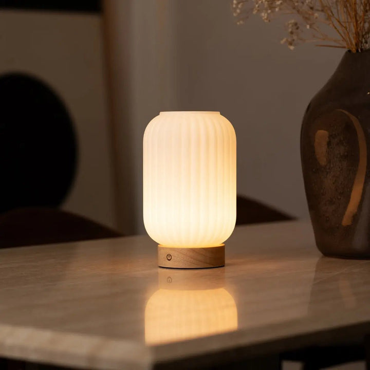 Verre dépoli &amp; base en bois | Dimmable | 3 modes d’éclairage