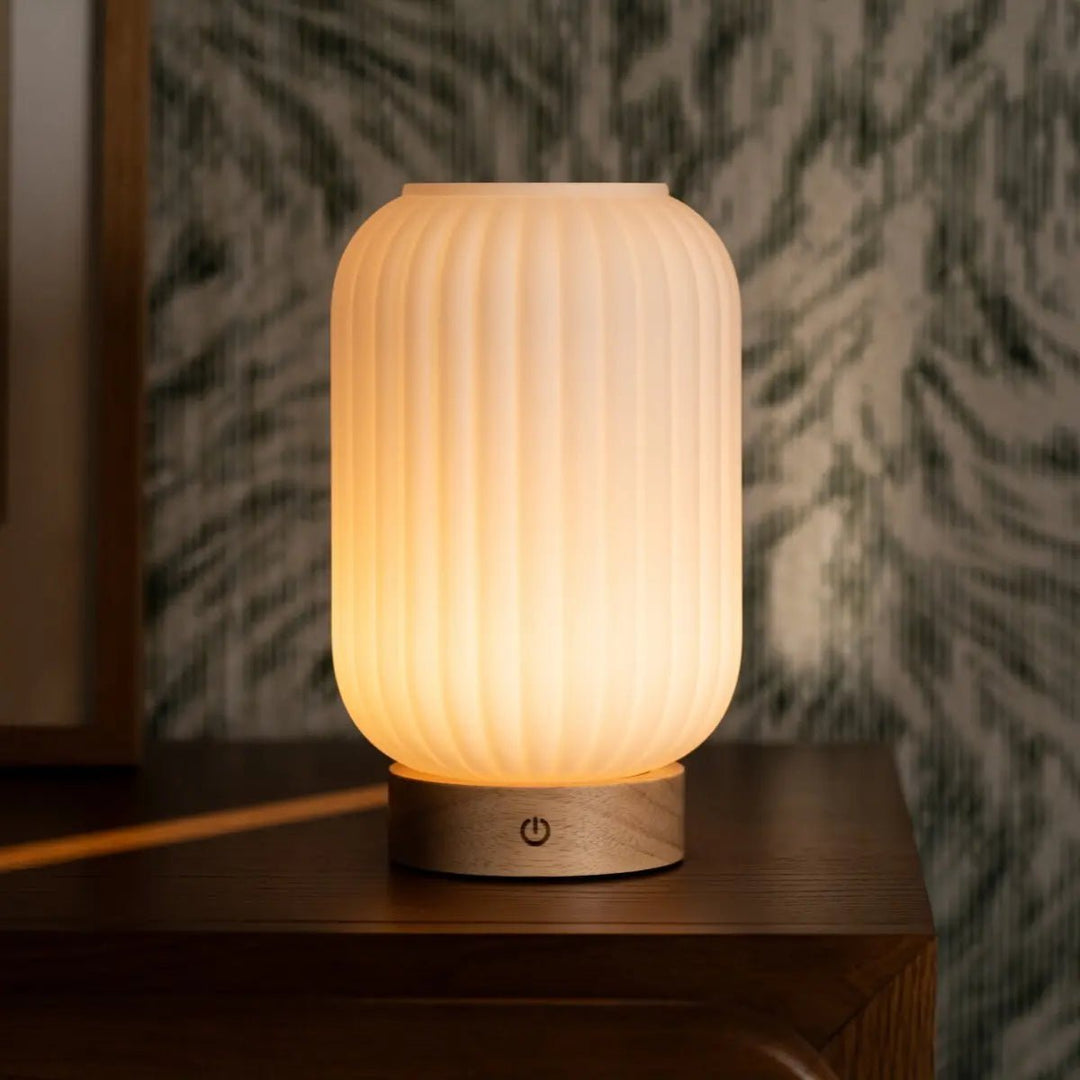 Verre dépoli base en bois | Dimmable | 3 modes d’éclairage