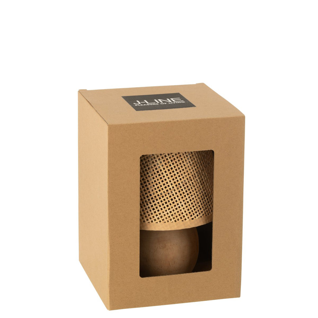 Lampe Led Bois Torsade/Metal Naturel