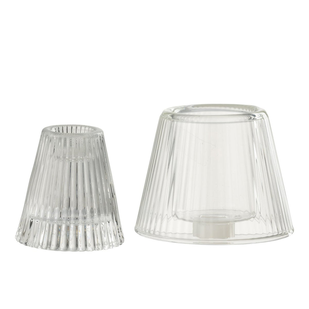 J-Line Bougeoir Chapeau en Verre Transparent