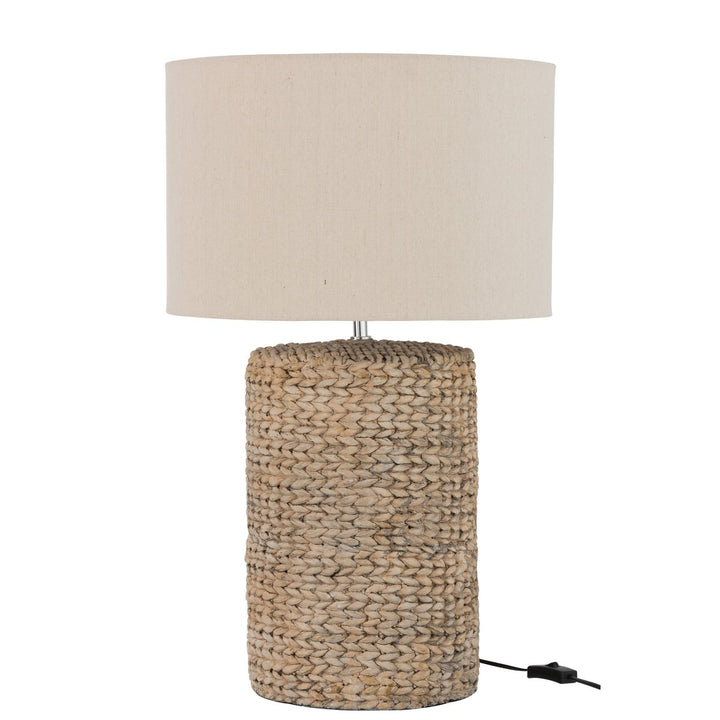 J-Line Pied De Lampe + Abat-Jour Tressé Epaisse - beton/coton - naturel - large