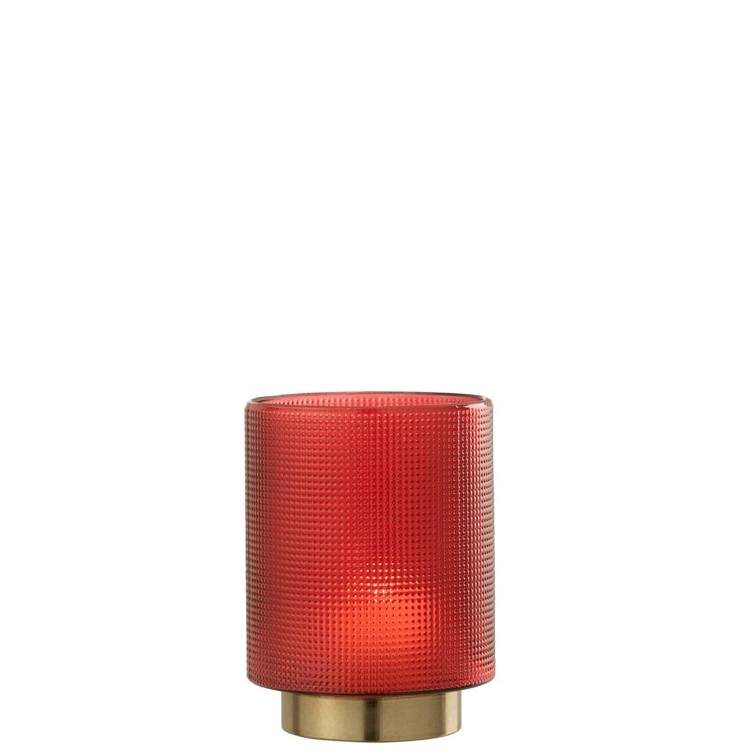 Photophore Quadrille Verre Rouge/Or Small
