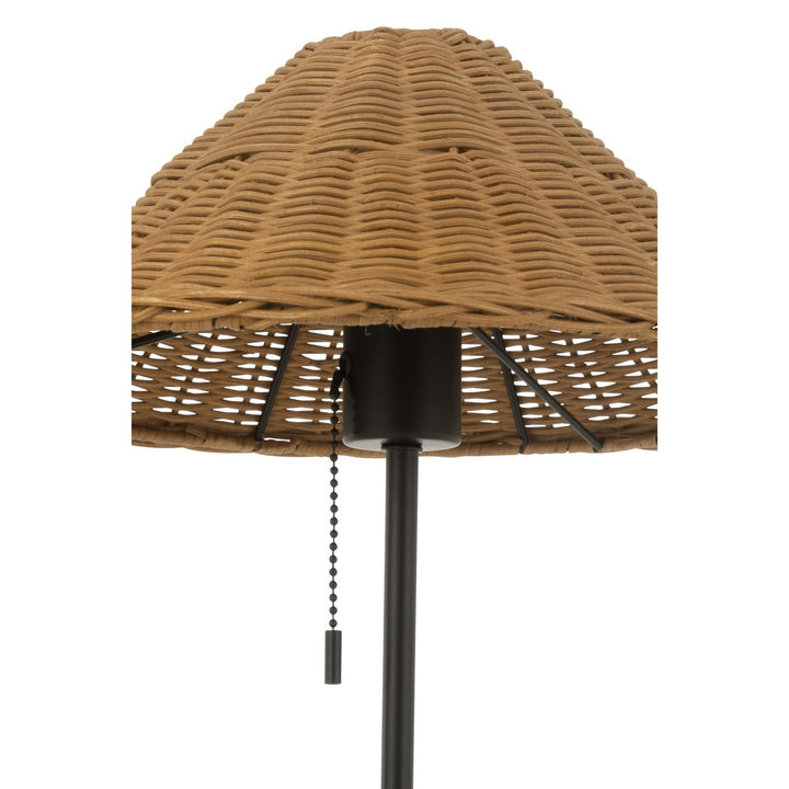 ampe de chevet metal noir abat jour en rottin naturel