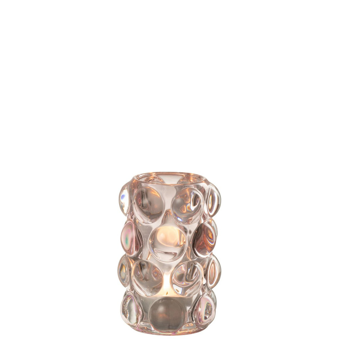 bougeoir a bulle verre rose J-line