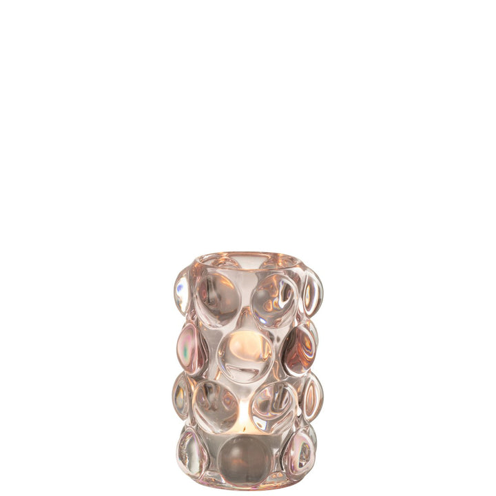 bougeoir a bulle verre rose J-line