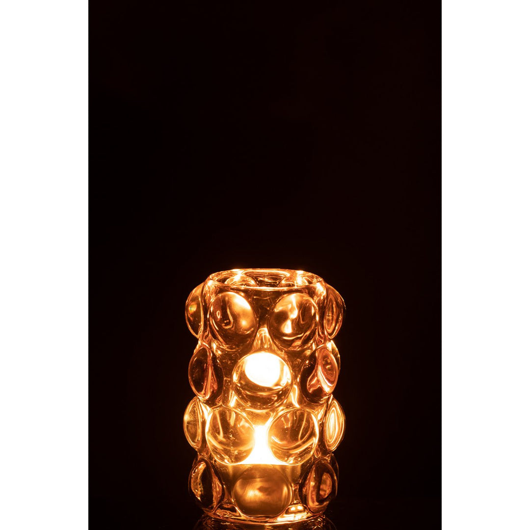 bougeoir  bulle verre rose J-line