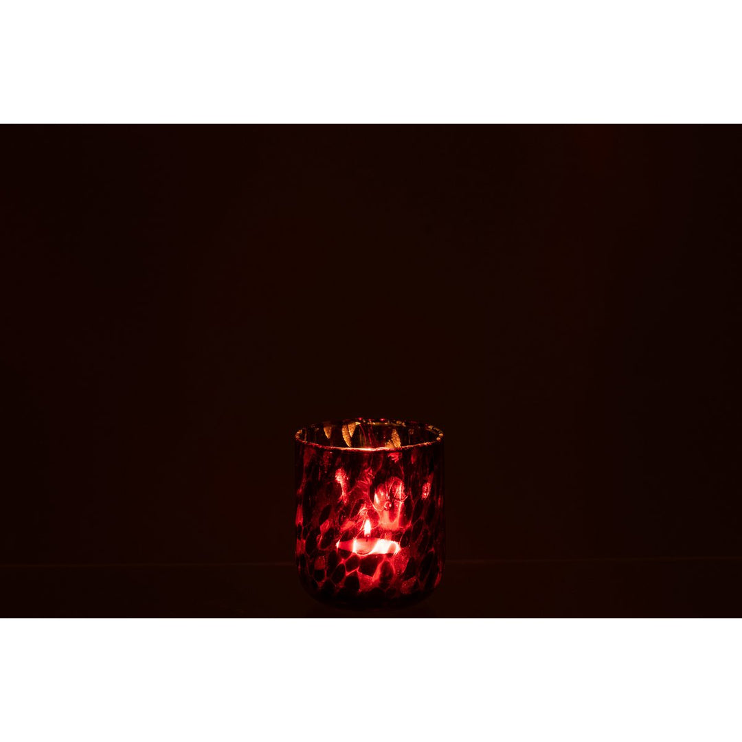 bougeoir en Verre Tache Rouge et Noir