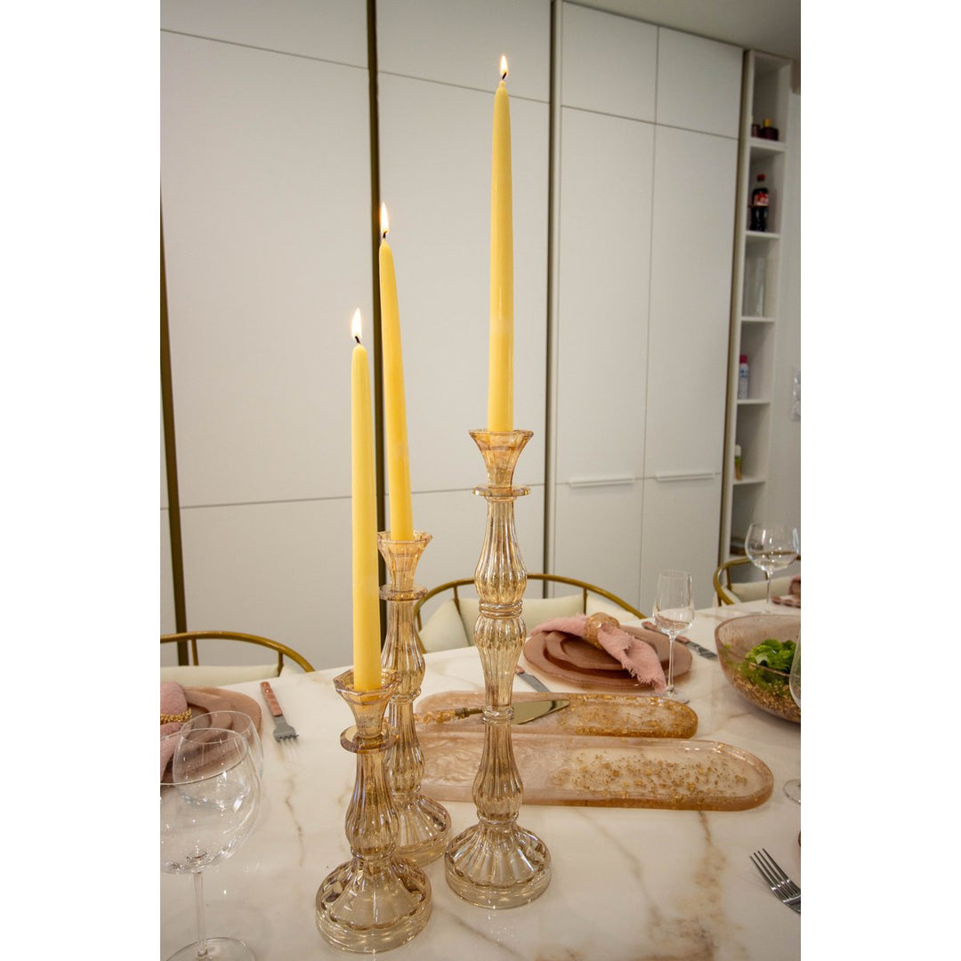 bougeoir en verre ambre pour vos soirees