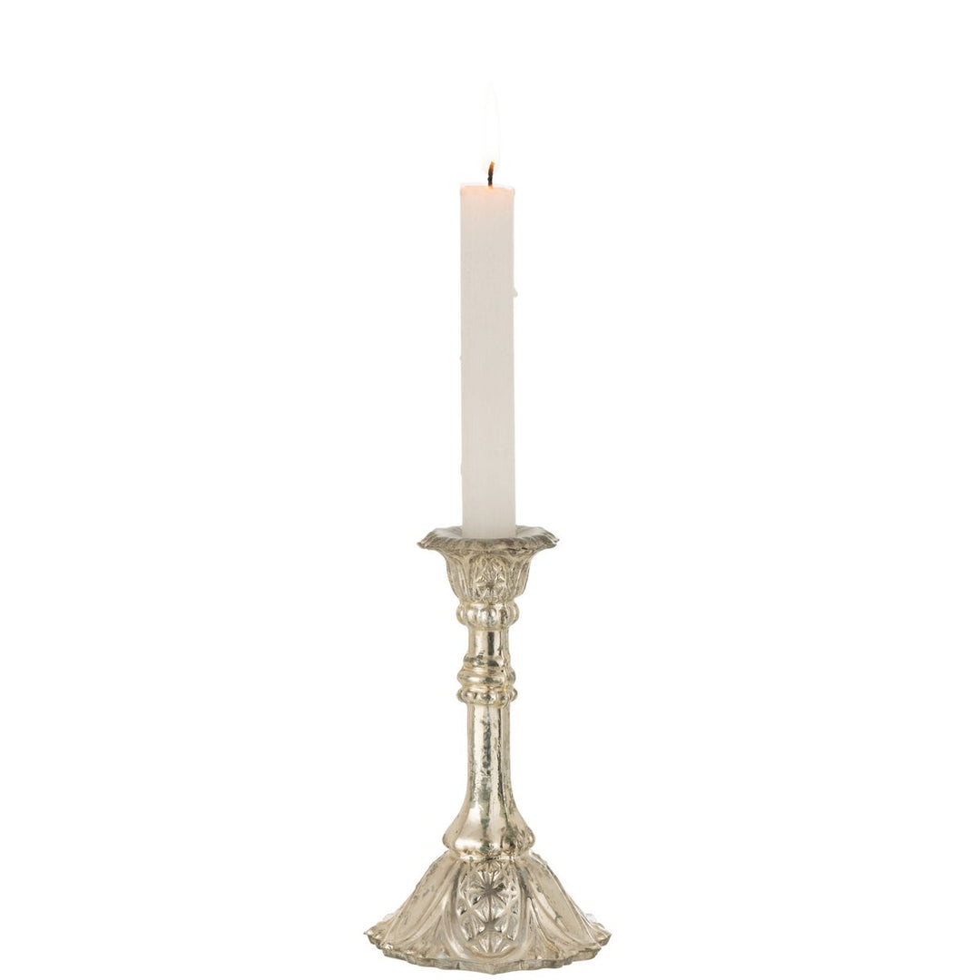 bougeoir oriental  en verre argente
