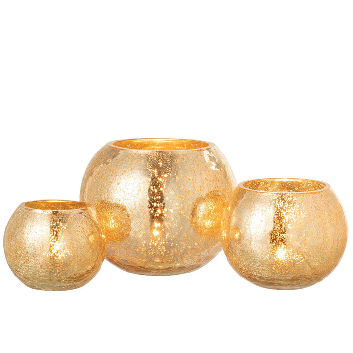 bougeoir photophores boule  en verre or nacre 