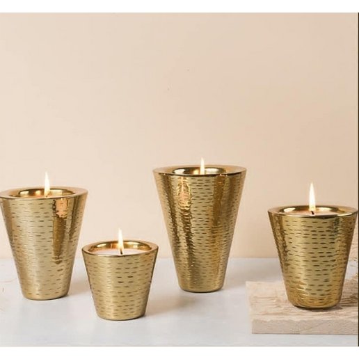 bougie Parfumée dans bougeoir Martele Doré H 15 cm