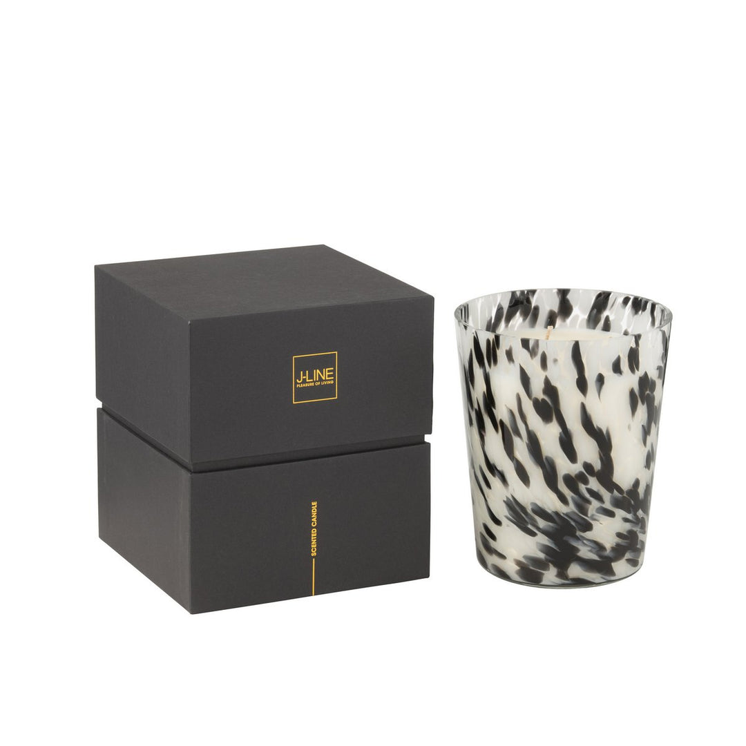 bougie en vere noir et blanc effet marbre