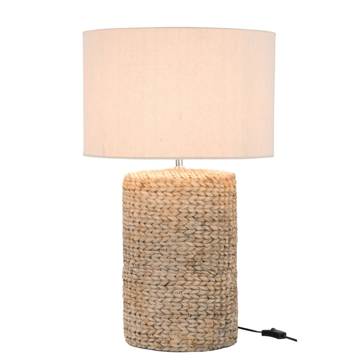 J-Line Pied De Lampe + Abat-Jour Tressé Epaisse - beton/coton - naturel - large