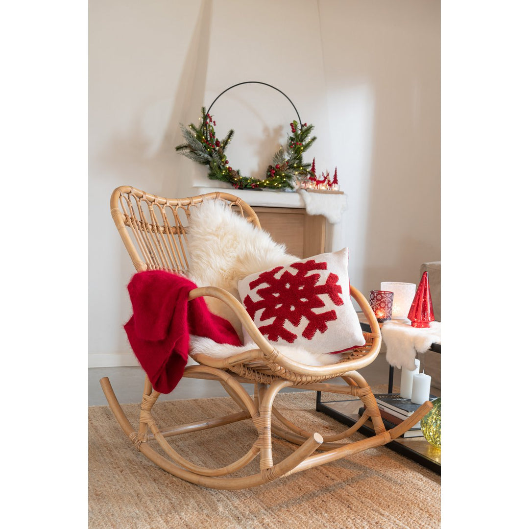 Coussin Flocon de neige - Acryl &amp; Polyester Rouge / Blanc