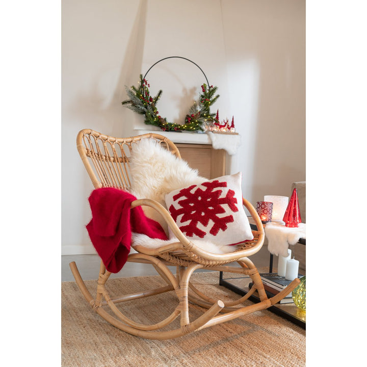 Coussin Flocon de neige - Acryl &amp; Polyester Rouge / Blanc