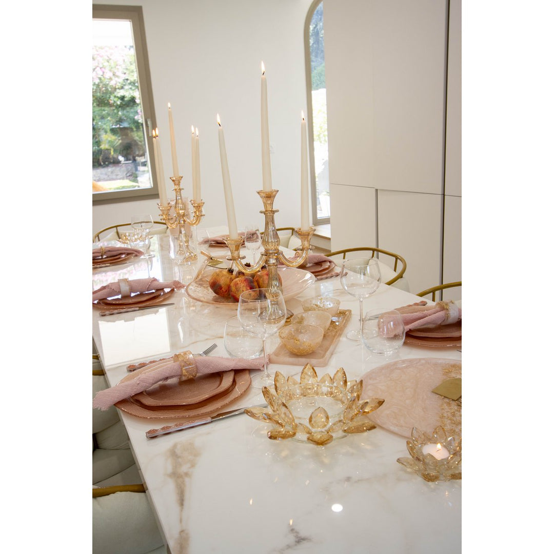 chandelier 5 bras en verre ambre FETE