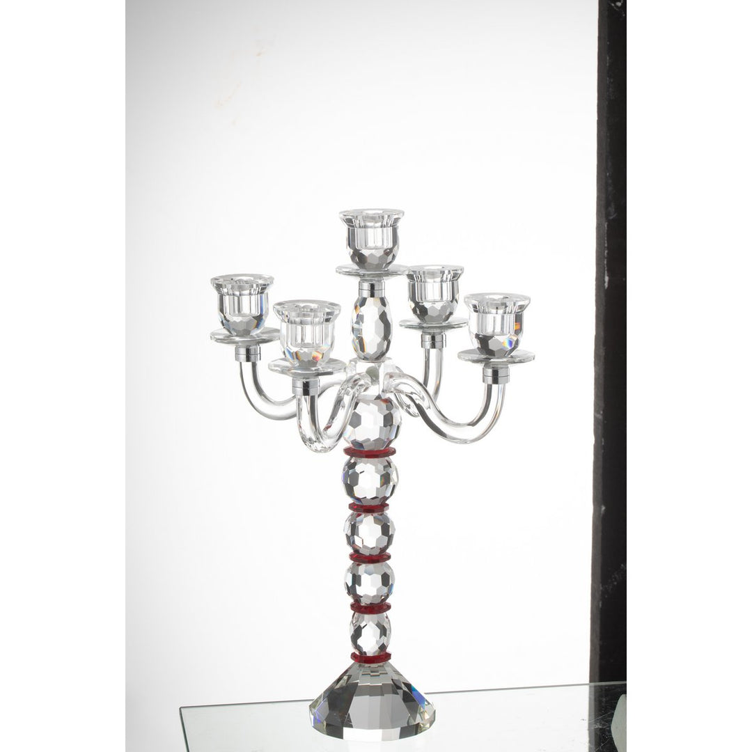 chandelier cristal  transparent et rouge