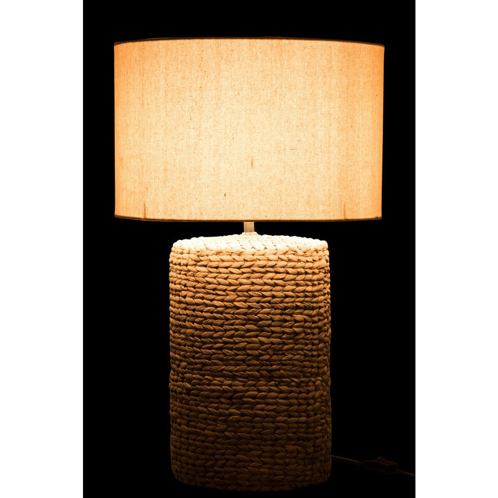 J-Line Pied De Lampe + Abat-Jour Tressé Epaisse - beton/coton - naturel - large
