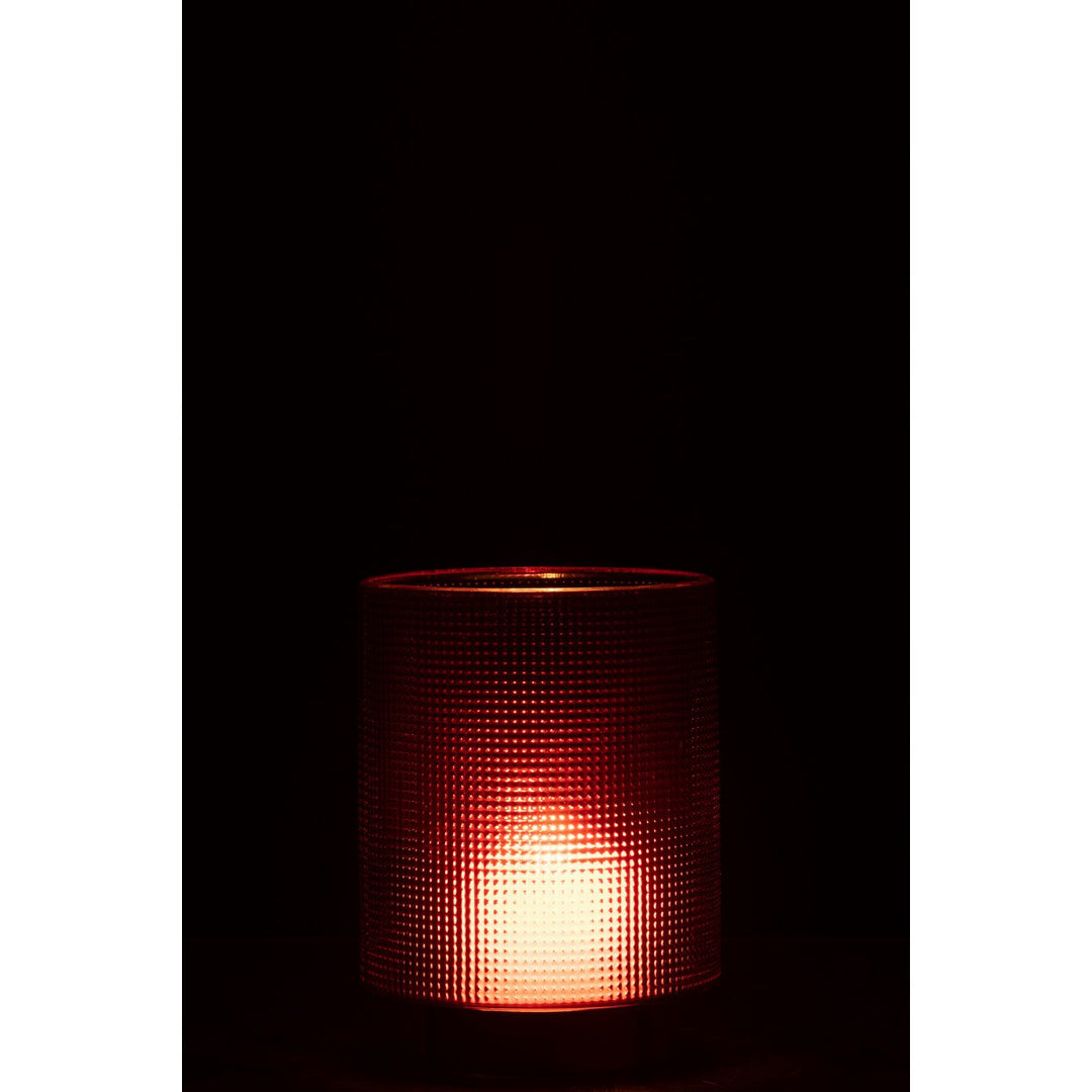 Photophore Quadrille Verre Rouge/Or Small