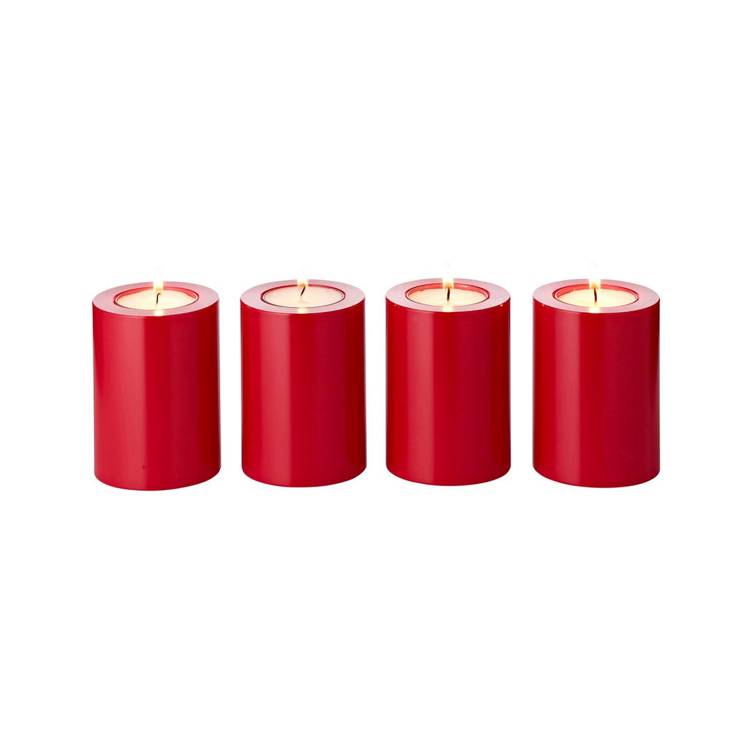 et de 4 photophores Cornelius rouges Ø 6 cm H 8 cm, résistants à la chaleur 