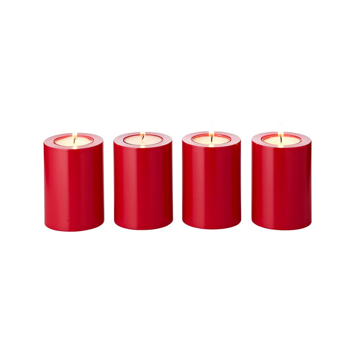 et de 4 photophores Cornelius rouges Ø 6 cm H 8 cm, résistants à la chaleur 