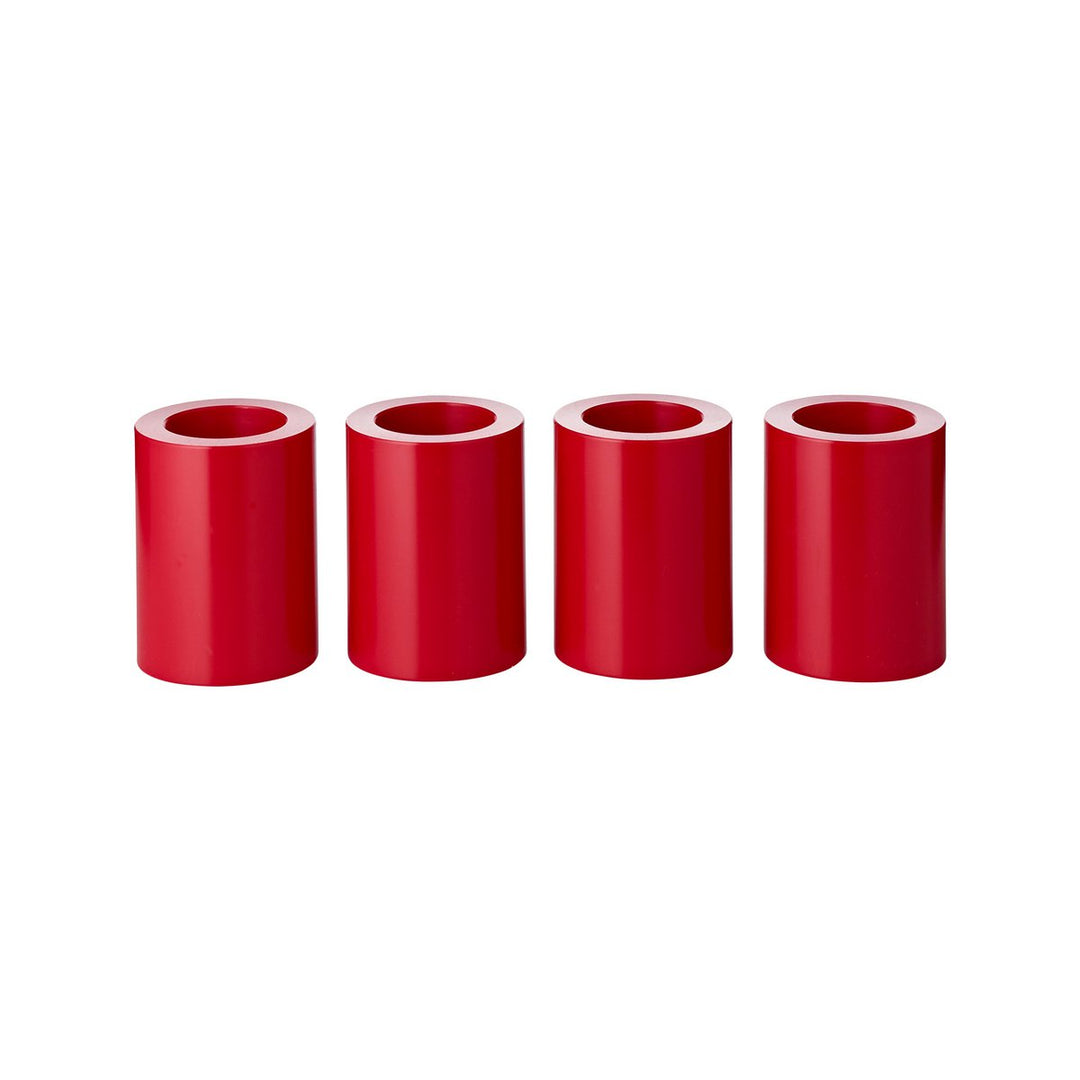 et de 4 photophores Cornelius rouges Ø 6 cm H 8 cm, résistants à la chaleur jusqu’à 90 °C