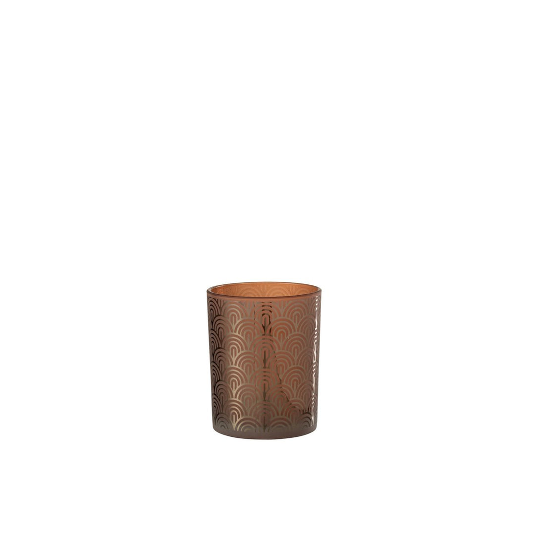 Photophore Arc Verre Orange Style Art Déco H 12,5 cm