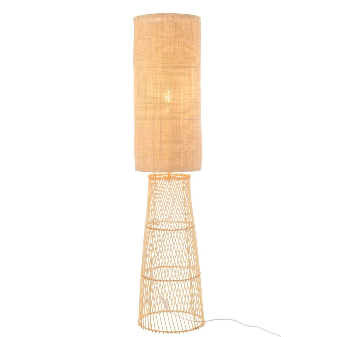 Lampadaire en bambou naturel avec abat-jour chambre Lin