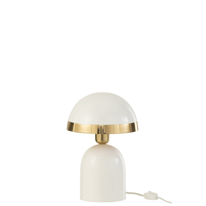 lampe de chevet champignon metal blanc  bordure dore