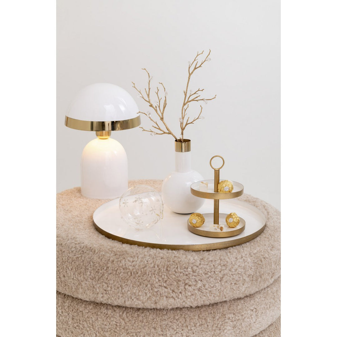 lampe de table champignon metal blanc or