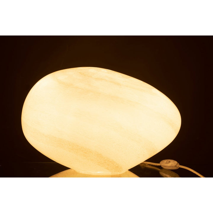 lampe en verre blanc forme rocher zen