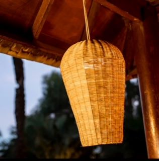 SANTORINI | Rattan Hanging Lamp met oplaadbare lichtbron en afstandsbediening