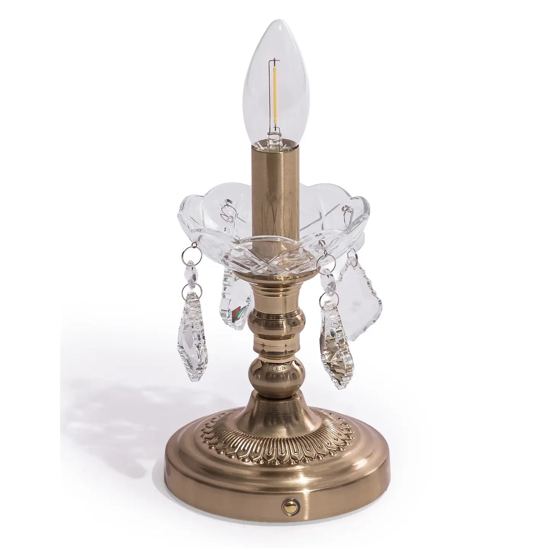 Set se 4 Lampes de Table Rechargeables Vintage en Laiton Orné effet cristal