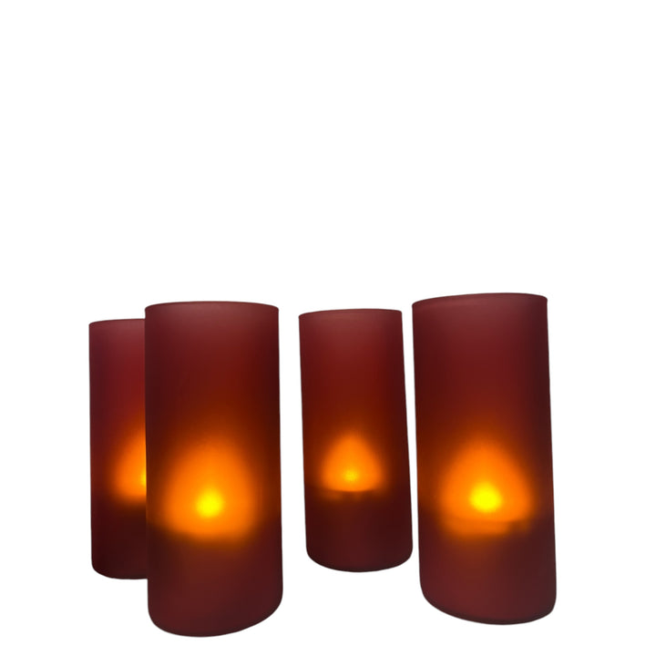 4 photophores verre rouge fonce